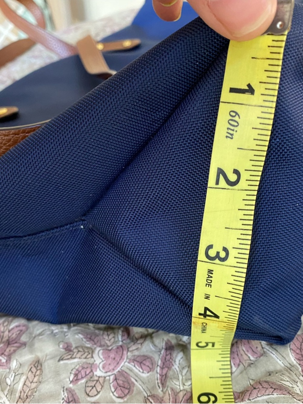 Ralph Lauren Navy Tote with Brown Leather Straps - Picture 12 of 12
